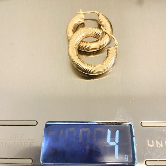 14k Gold Twisted Hoop Earrings Italy 585